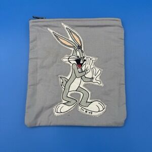 Looney Tunes Bugs Bunny Gray Zipper Pouch Bag Cartoon Graphic